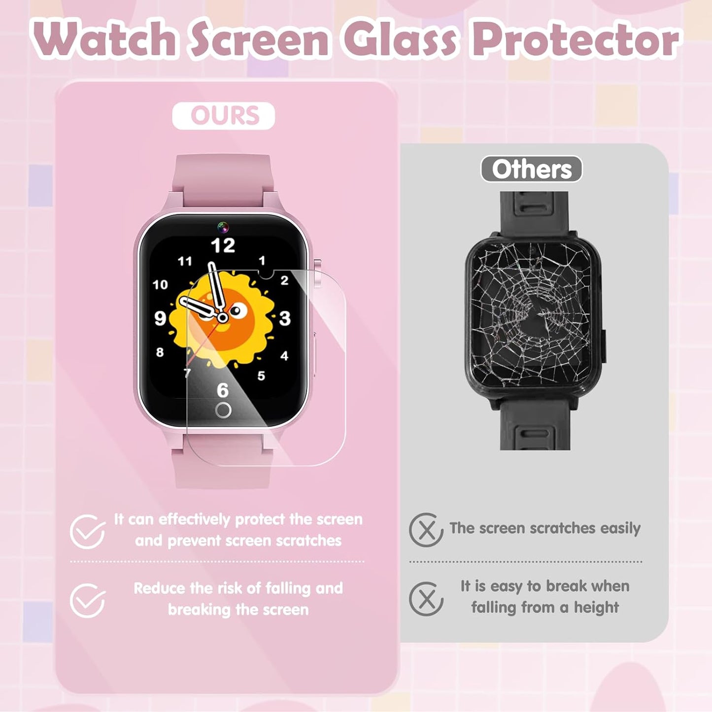 Luyiilo Smart Watch for Kids, Kids Smart Watch Girls Toys with 26 Puzzle Games, Touch Screen, HD Camera, Alarm Clock, Toys for Girls Ages 4-12 Years Old.Birthday Gift for Boys Girls (Pink)