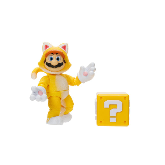 The Super Mario Bros. Movie 5 Inch Action Figures Series 2 Cat Mario Figure with Block