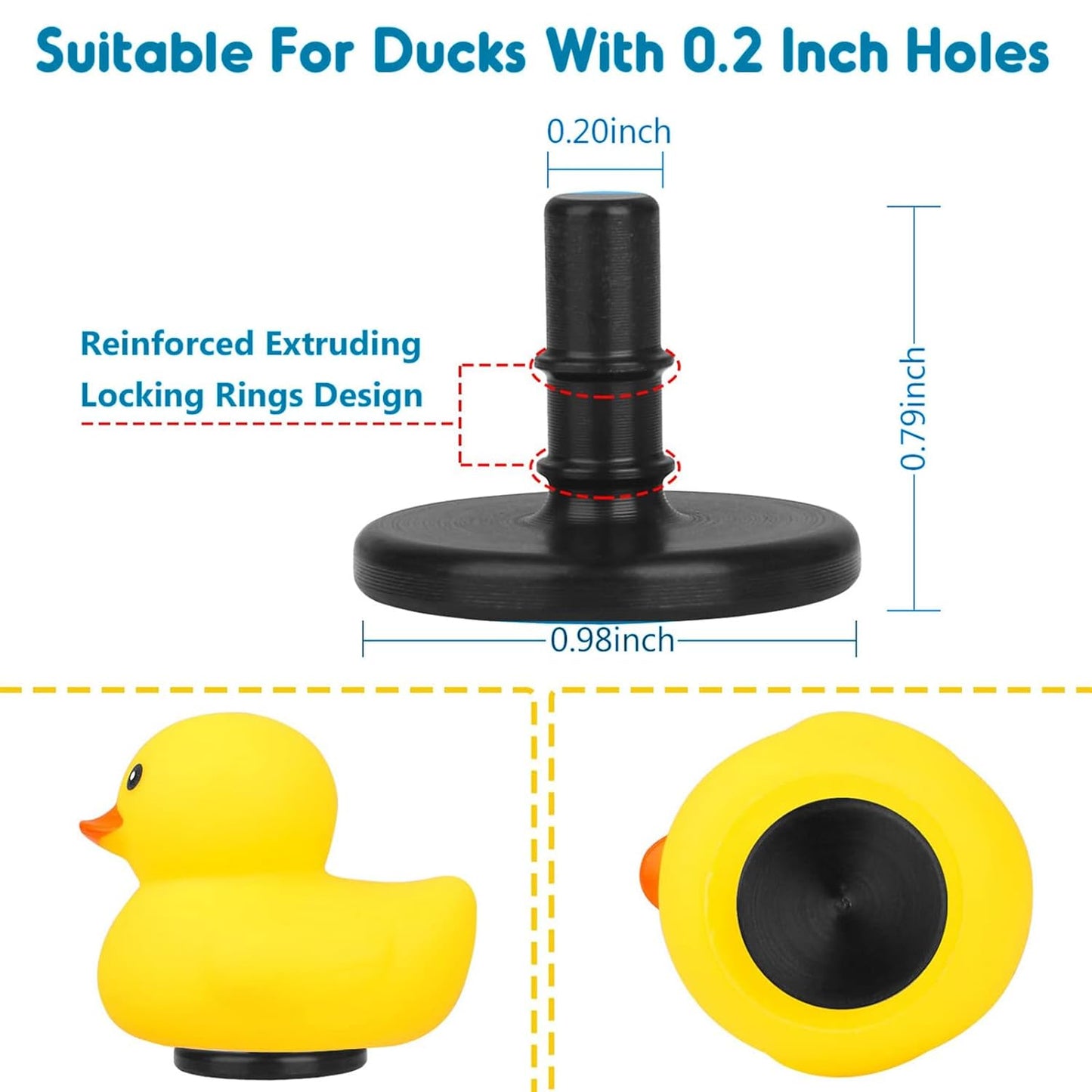 10Pcs Duck Plug - Rubber Duck Mount,Flock Locker Rubber Duck Holder for Jeep Dash and Fixed Display（Excluding Rubber Duck） (10Pcs)