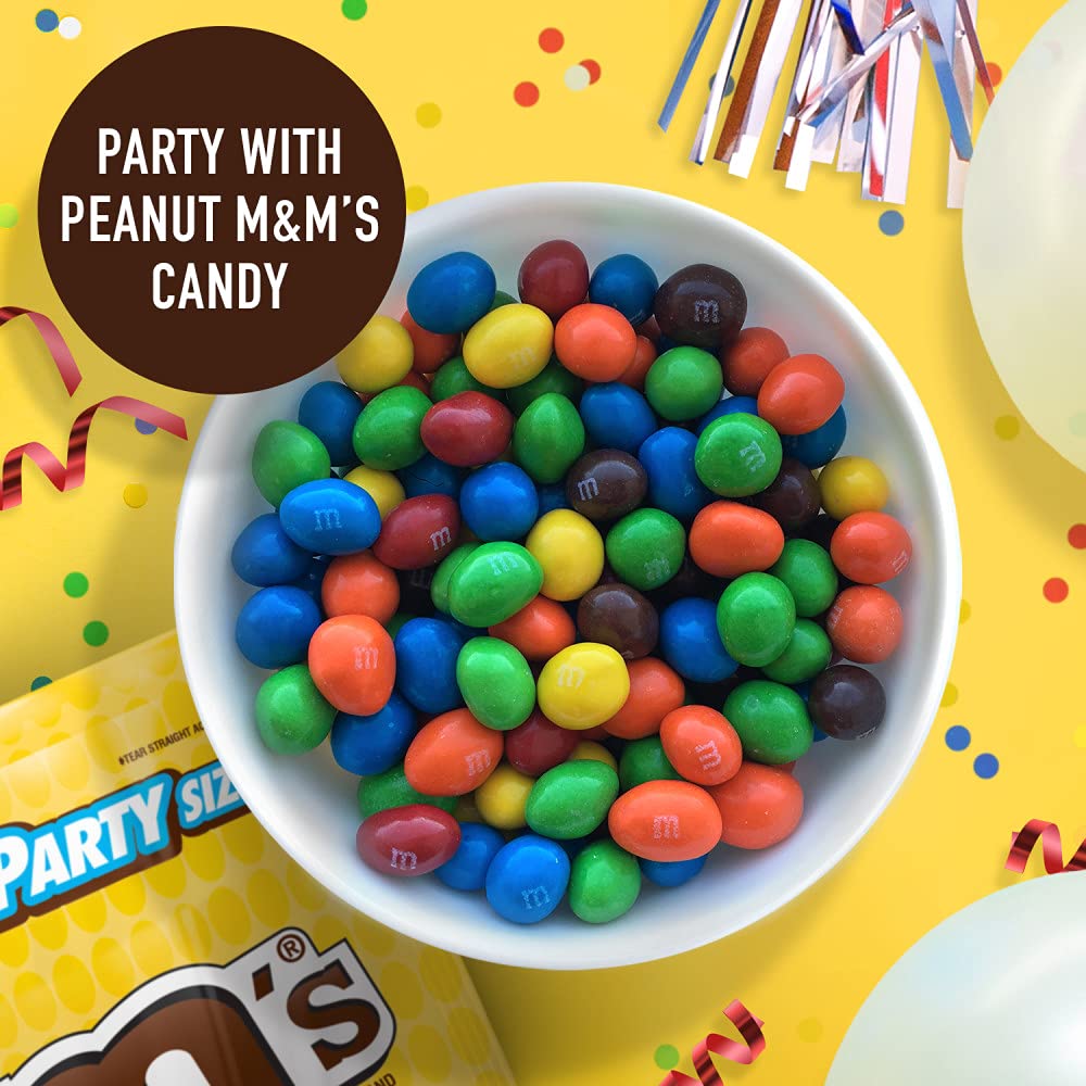 M&M'S Peanut Milk Chocolate Candy, Super Bowl Chocolates Party Size, 38 oz Bag