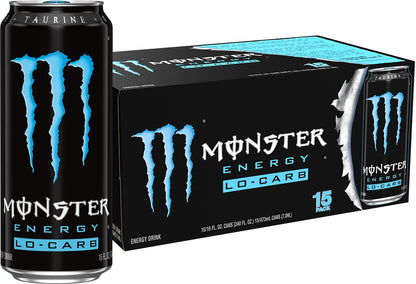 Monster Energy, Lo-Carb Monster, Low Carb Energy Drink, 16 Ounce (Pack of 15)