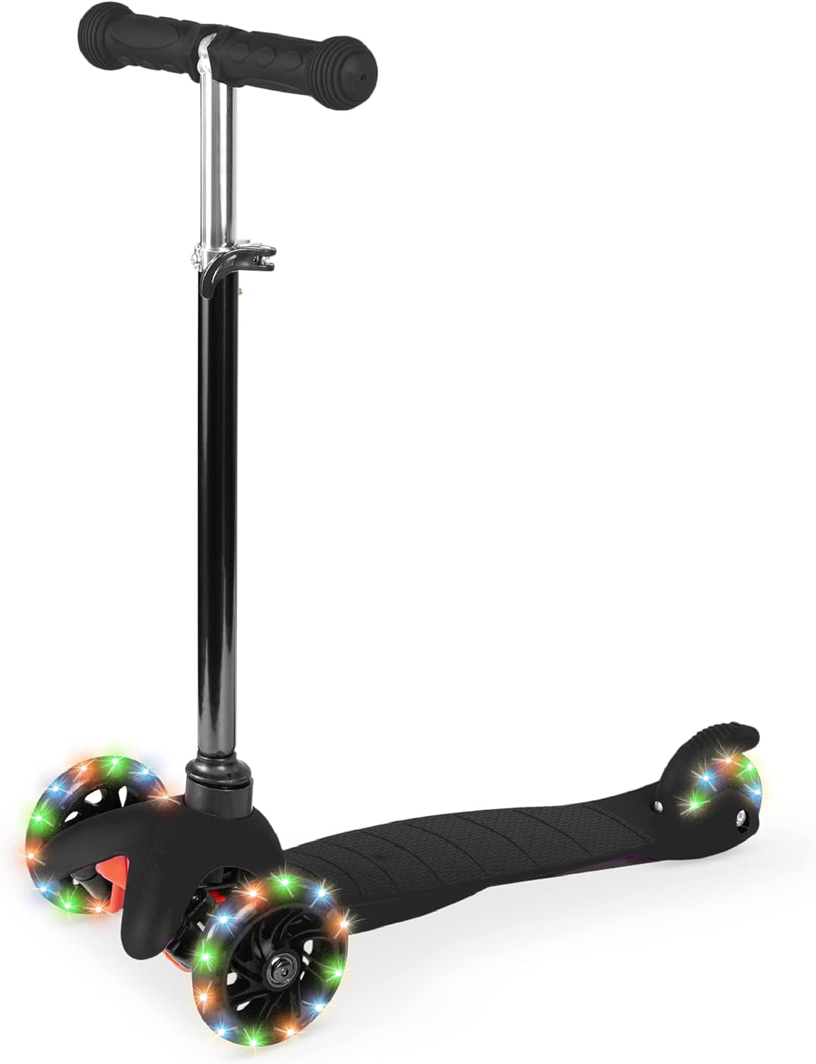 Best Choice Products Kids Mini Kick Scooter Toy w/Light-Up Wheels, Height Adjustable T-Bar, Foot Break - Black