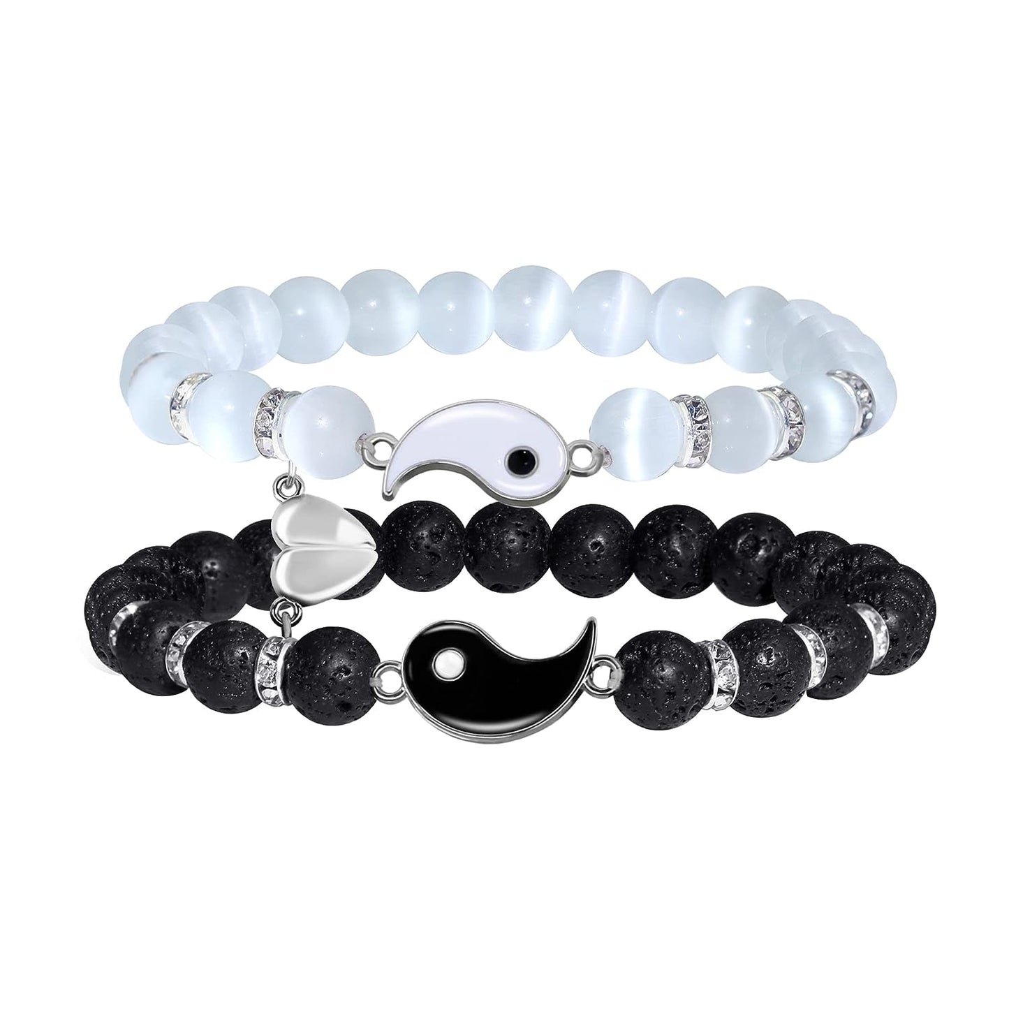 SmileBelle Magnetic Bracelets for Couples Gift Matching Couple Bracelets for Boyfriend Girlfriend Jewelry as Valentines Day Gifts for her, His and Hers Yin Yang Long Distance Relationship Bracelet