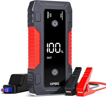 HPBS Jump Starter - 2000A Car Battery Jump Starter for Up to 8L Gas and 6.5L Diesel Engines, 12V Portable Jump Starter Battery Pack with 3.0" LCD Display