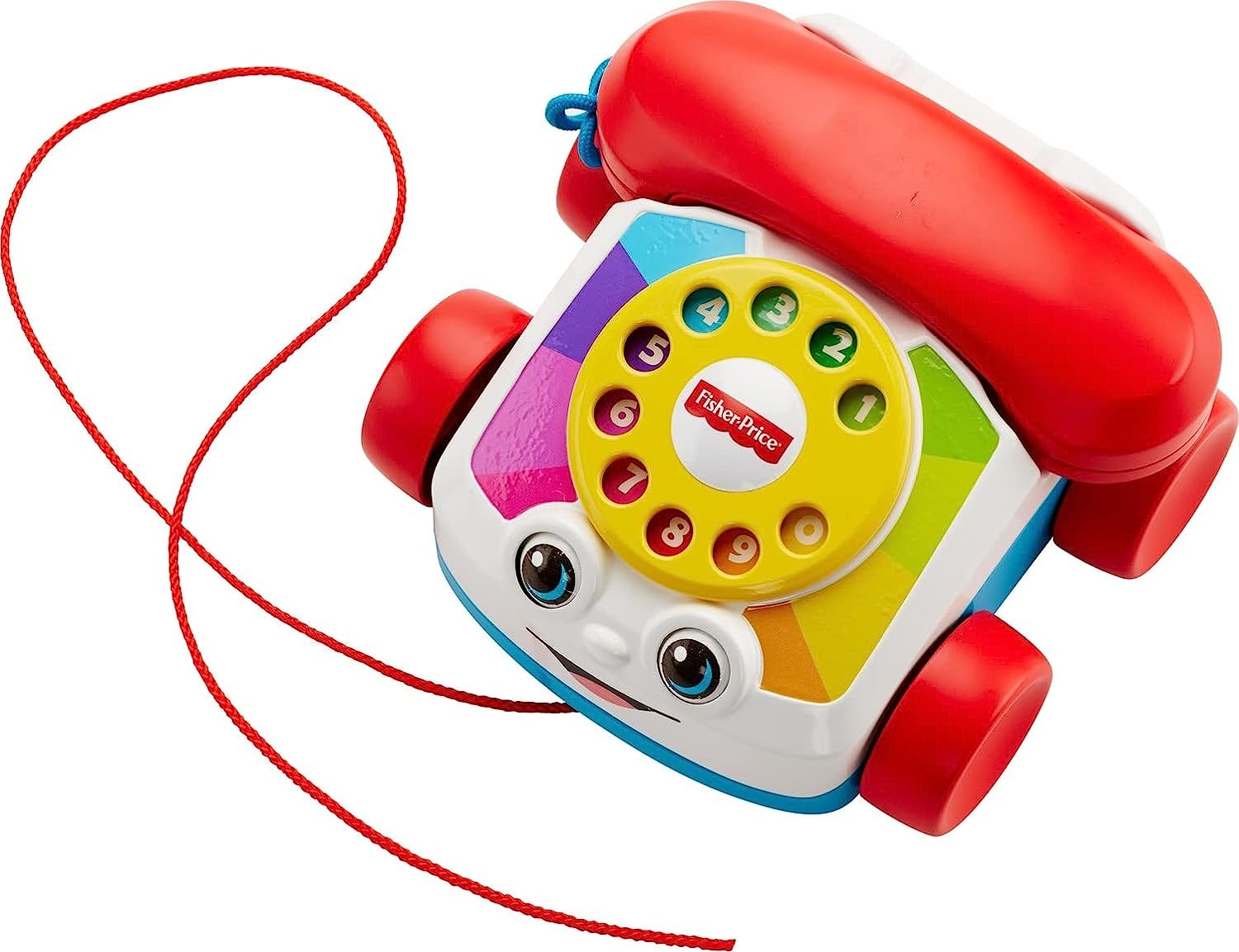 Fisher-Price Toddler Pull Toy Chatter Telephone Pretend Phone With Rotary Dial And Wheels For Walking Play Ages 1+ Years