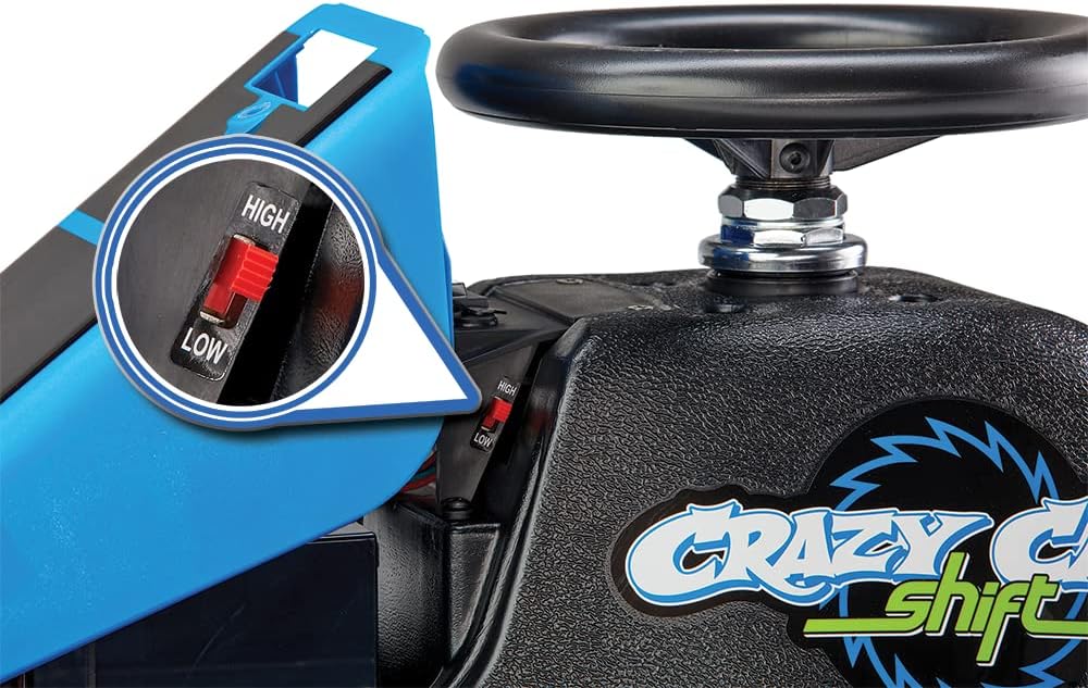 Razor Crazy Cart Shift for Kids Ages 6+ (Low Speed) 8+ (High Speed) - 12V Electric Drifting Go Kart - High/Low Speed Switch and Simplified Drifting System, for Riders up to 120 lbs,Black/Blue