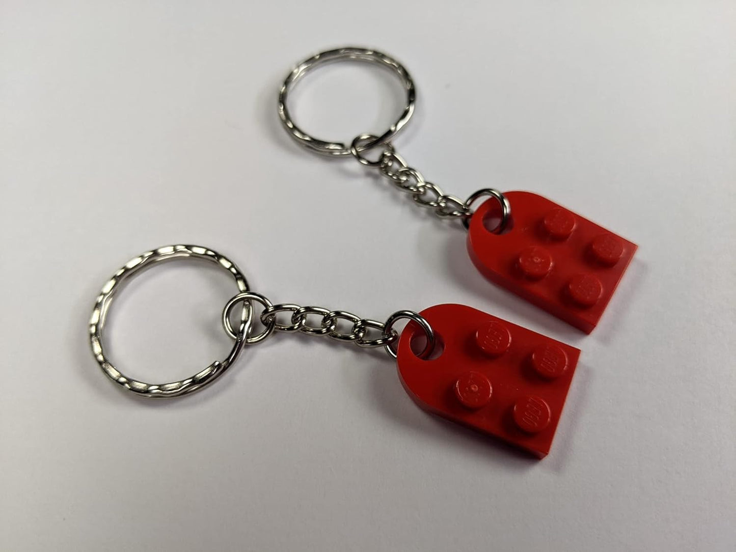 BrickCrafts Basic LEGO Brick Heart Keychain Set (Set of 2) - 17 colors mix/match