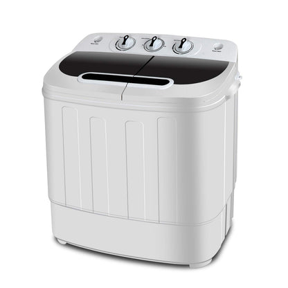 SUPER DEAL Compact Mini Twin Tub Washing Machine 13lbs Capacity Portable Washer Wash and Spin Cycle Combo, Built-in Gravity Drain for Camping, Apartments, Dorms, College, RV’s and Small Spaces