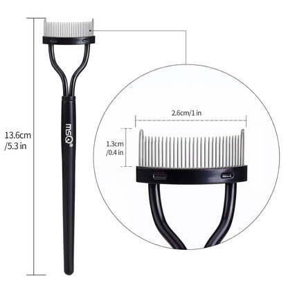 Eyelash Comb MSQ Eyelash Separator Mascara Applicator Eyelash Definer With Comb Cover Arc Designed Cosmetic Brushes Tool Black (1PCS)