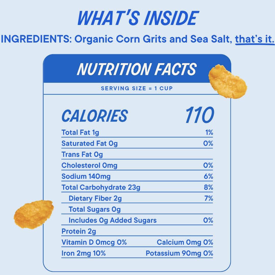 The Real Cereal Company, Organic Corn Flakes Cereal 3-Pack, Zero Sugar, Gluten-free, Non-GMO, Made in California