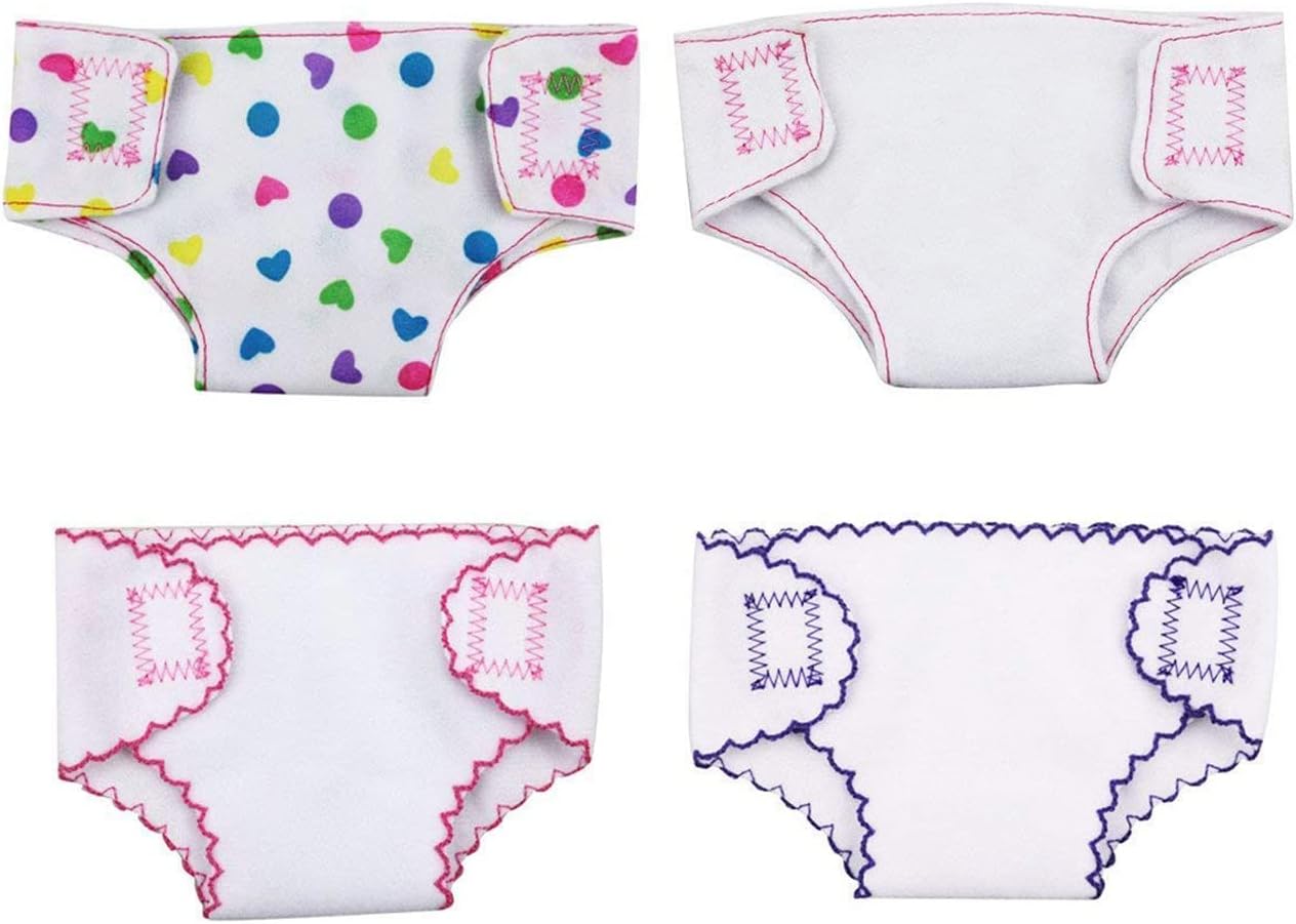 DC-BEAUTIFUL 4 Pack Baby Diapers Doll Underwear for 14-18 Inch Baby Dolls, Suitable for Infant Dolls Baby Girls