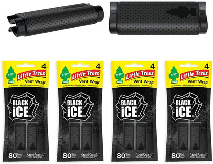 LITTLE TREES Car Air Freshener. Vent Wrap Provides Long-Lasting Scent, Slip on Vent Blade. Black Ice, 16 Air Fresheners, 4 Count (Pack of 4)