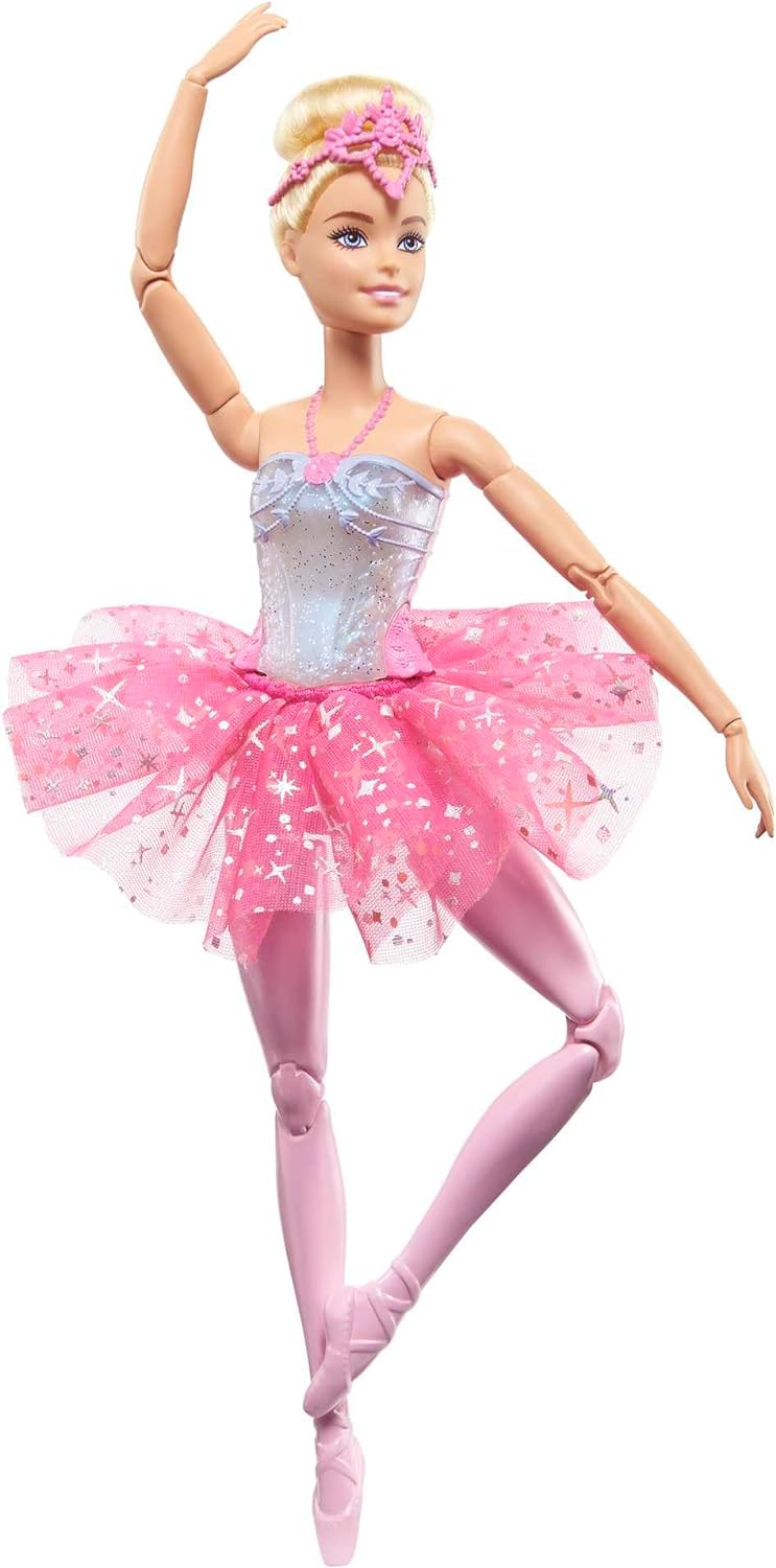 Barbie Dreamtopia Twinkle Lights Ballerina Doll with Blonde Hair & Light-Up Feature Wearing Royal Headband & Pink Tutu