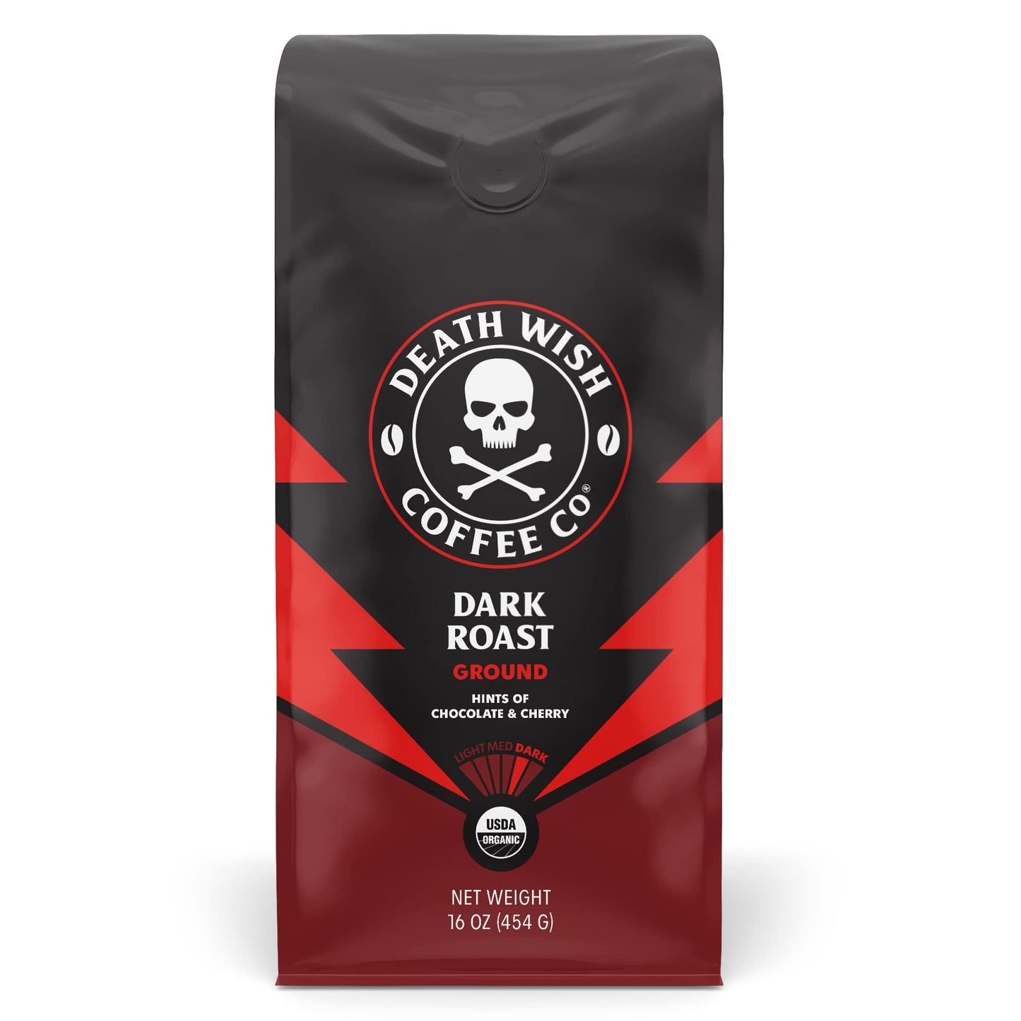 Death Wish Coffee, Organic and Fair Trade Dark Roast Ground Coffee, 16 oz