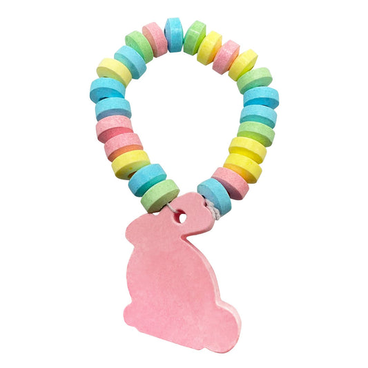 Bunny Candy Bracelets ( 24 Pieces) Easter Candy Individually Wrapped Bulk - Great for Kids Easter Egg Hunt, Basket Stuffers - School and Party Favor Bag Fillers- Hard Candy Bracelet with Pink Bunny Charm