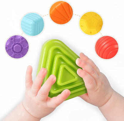 Aprilwolf Montessori Toys for 1 Year Old, Cube Bin & 6 Sensory Shape Blocks, Baby Toys 12-18 Months, Developmental Infant Birthday Gifts for Learning Toddler Age 1 2 3