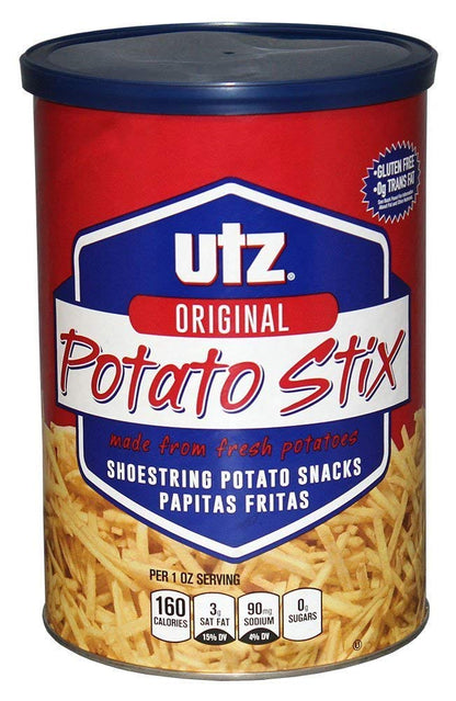 Utz Potato Stix, Original – 15 Oz. Canister – Shoestring Potato Sticks Made from Fresh Potatoes, Crispy, Crunchy Snacks in Resealable Container, Cholesterol Free, Trans-Fat Free, Gluten-Free Snacks