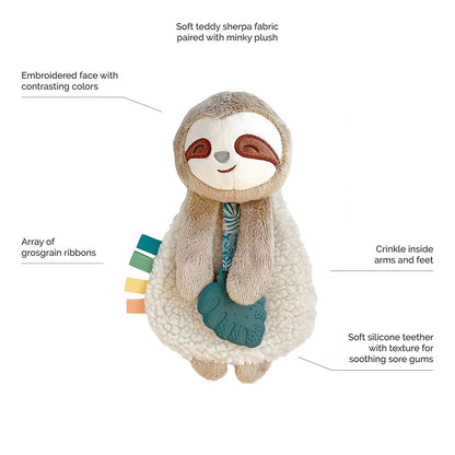 Itzy Ritzy - Itzy Lovey Including Teether, Textured Ribbons & Dangle Arms; Features Crinkle Sound, Sherpa Fabric and Minky Plush; Sloth