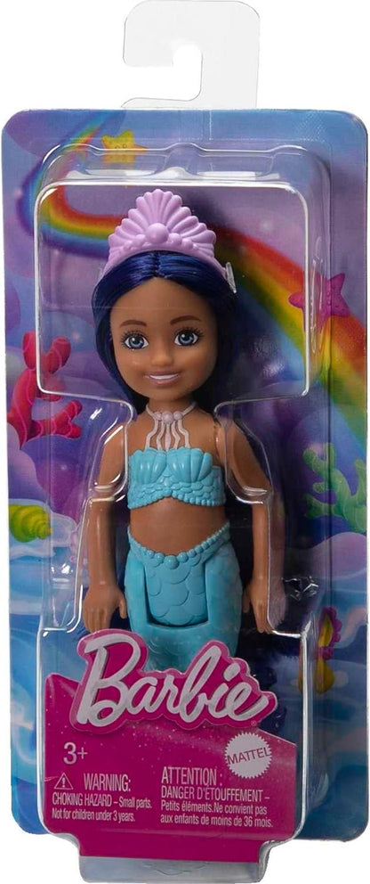 Barbie Mermaid Chelsea Doll with Midnight Blue Hair and Ombre Tail, Mermaid Toys, Crown Accessory