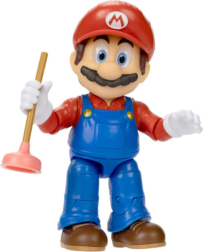 The Super Mario Bros. Movie - 5 Inch Action Figures Series 1 – Mario Figure with Plunger Accessory