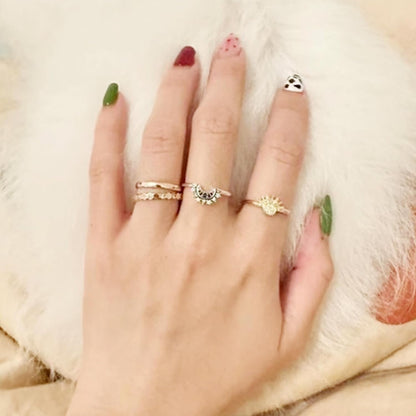 Sun and Moon Ring set stackable rings for women,adjustable celestial jewelry anillos para mujer matching rings as friendship rings for best friend gifts,sun moon stacking rings for teen girls