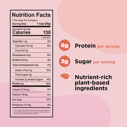 Plant-Based and Vegan Breakfast Cereal by Three Wishes - Cinnamon, 1 Pack - More Protein and Less Sugar Snack - Gluten-Free, Grain-Free - Non-GMO