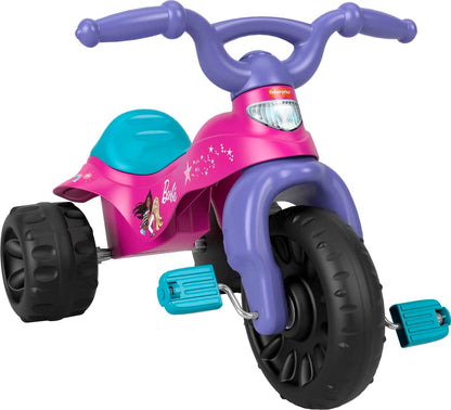 Fisher-Price Barbie Tricycle with Handlebar Grips and Storage Area, Multi-Terrain Tires, Tough Trike