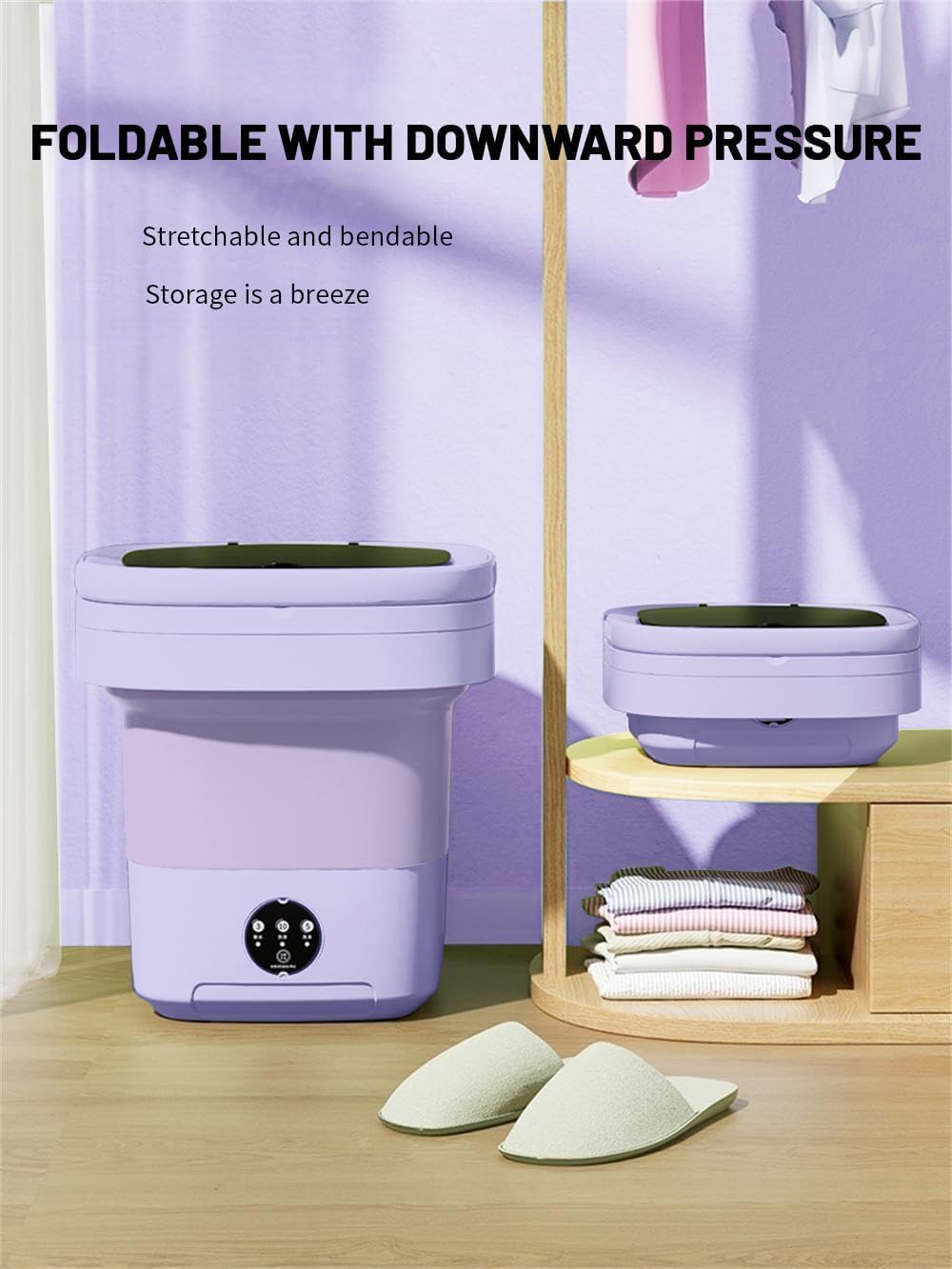 Portable washing machine,Mini Washer,11L upgraded large capacity foldable Washer, Deep cleaning of underwear, baby clothes and other small clothes.Suitable for apartments, dormitories, hotel. (Purple)