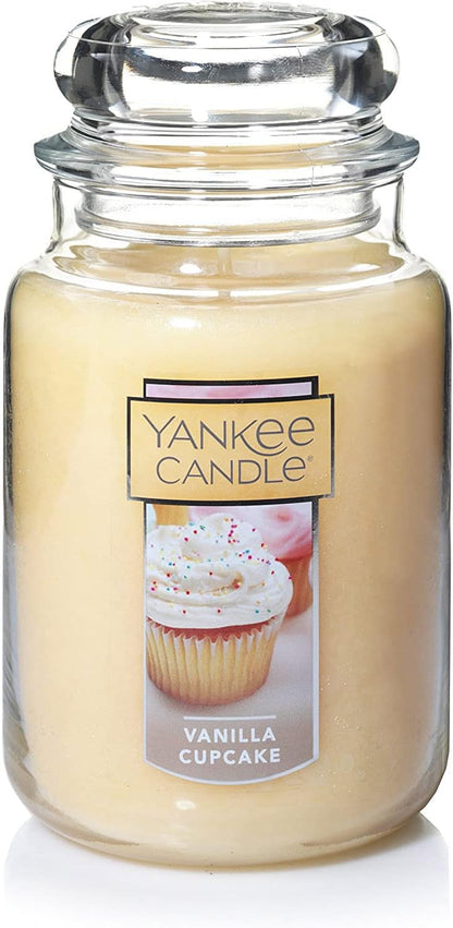 Yankee Candle Vanilla Cupcake Scented, Classic 22oz Large Jar Single Wick Candle, Over 110 Hours of Burn Time