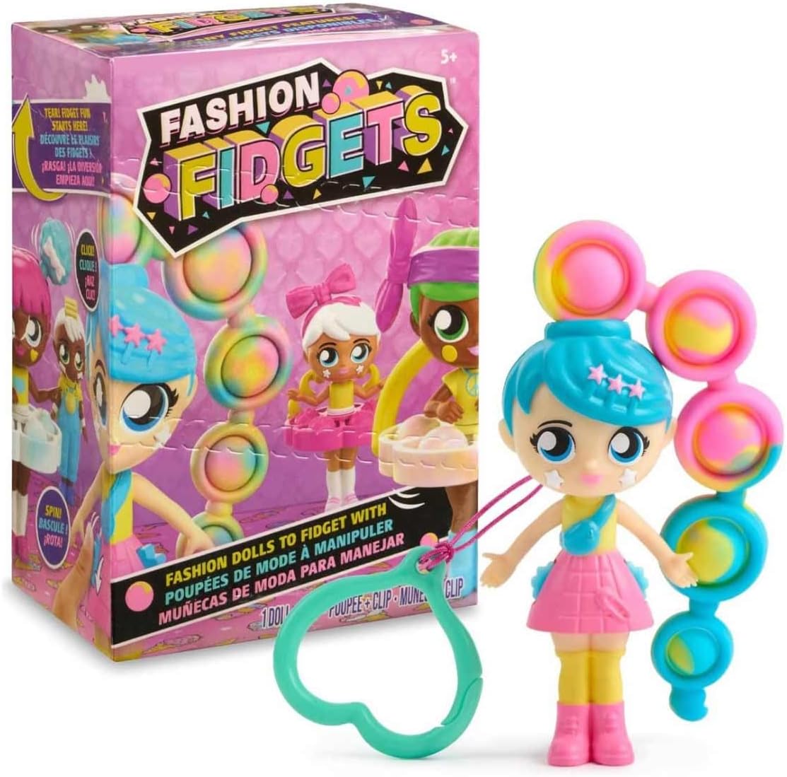 Fashion Fidgets Sensory Toy Dolls – Push Pop Fidget Toy Includes 1 Mystery Doll – Anxiety and Stress Relief for Kids
