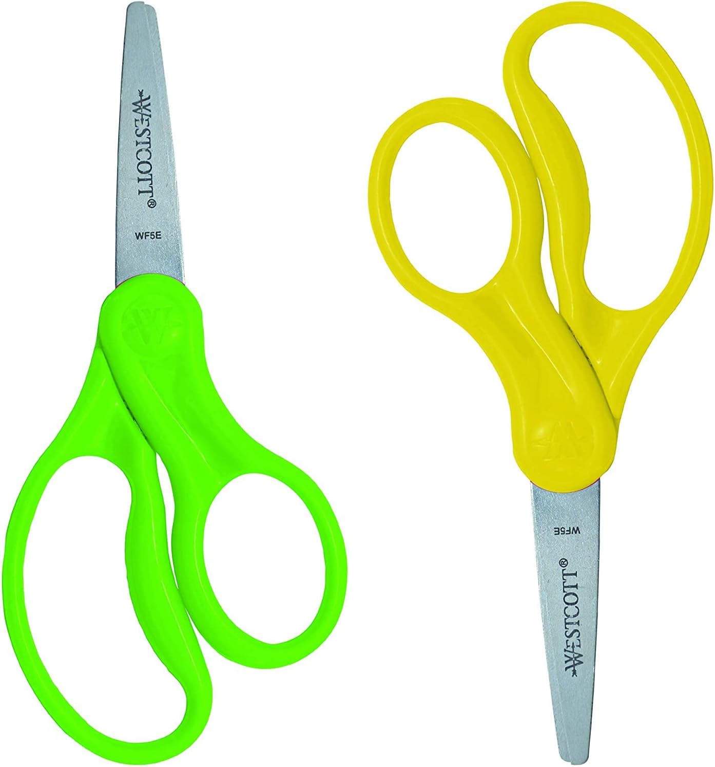 Westcott 13168 Right- and Left-Handed Scissors, Kids' Scissors, Ages 4-8, 5-Inch Blunt Tip, Assorted, 2 Pack