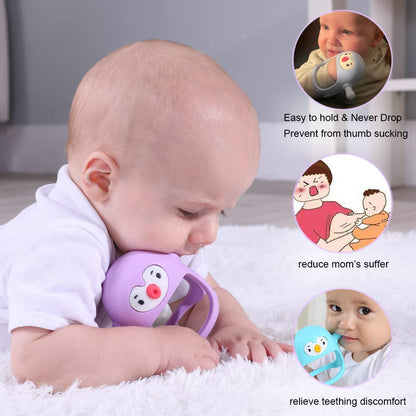 Smily Mia Penguin Buddy Never Drop Silicone Teething Toy for Babies 0-6month, Pacifiers/Soothers for Breast Feeding, Teething Mittens, Chew Toys, Light Purple