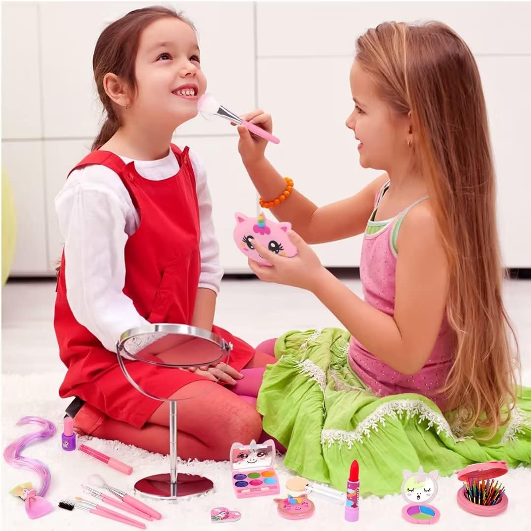 Kids Washable Makeup Girls Toys - Girls Makeup Kit for Kids Make up Set Real Makeup for Kid Little Girls Toddlers Children Princess Christmas Birthday Gifts Toys for 3 4 5 6 7 8 9 10 Year Old Girls