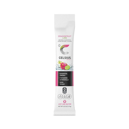 CELSIUS Dragonfruit Lime On-the-Go Powder Stick Packs, Zero Sugar 14 Count(Pack of 1)