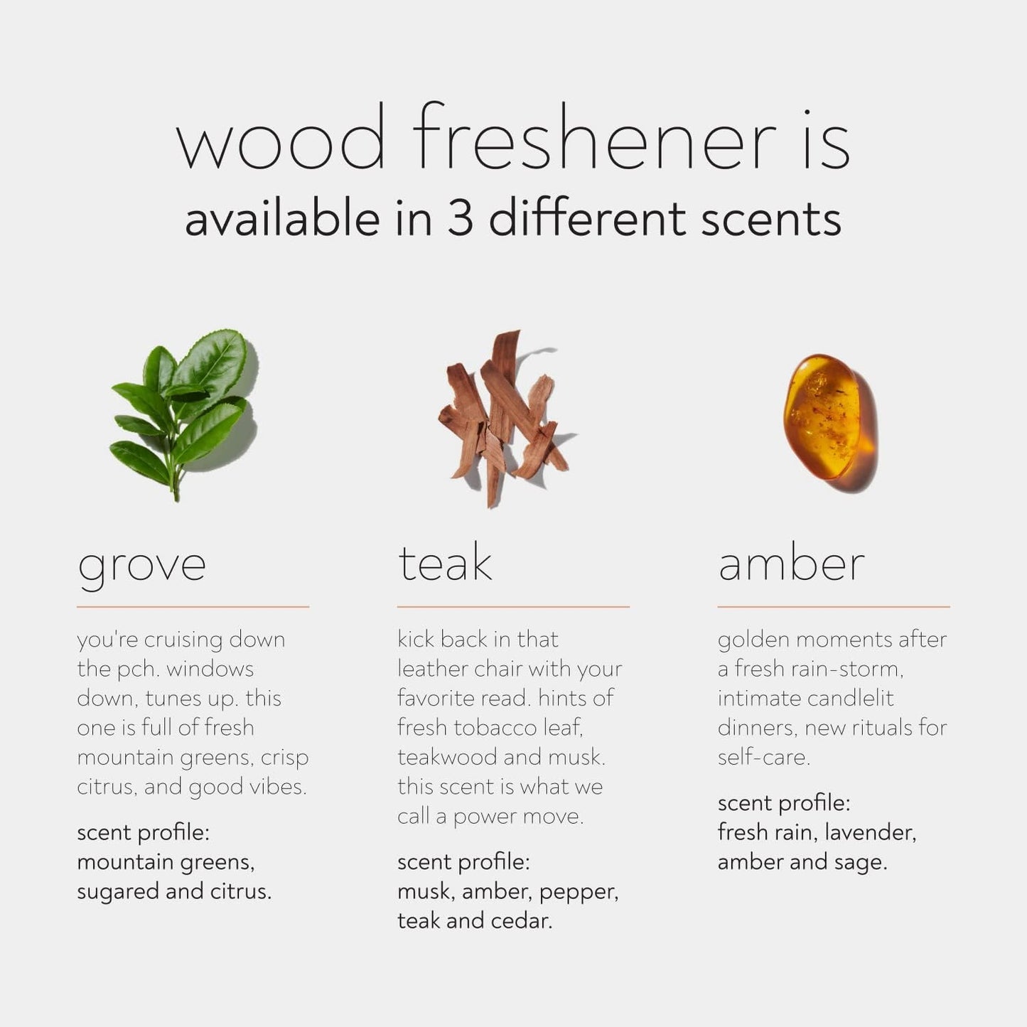 Drift Car Air Freshener - Wood Air Freshener - Car Odor Eliminator - Teak Scent Starter Kit