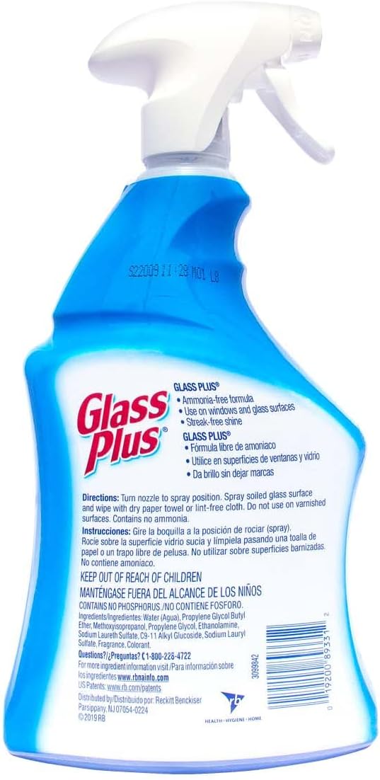 Glass Plus Glass Cleaner, 32 Fl Oz Bottle, Multi-Surface Glass Cleaner