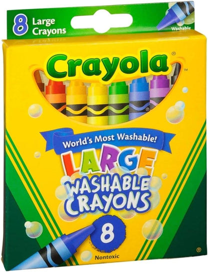 Crayola Washable Crayons, Large, 8 Colors - 2 Packs