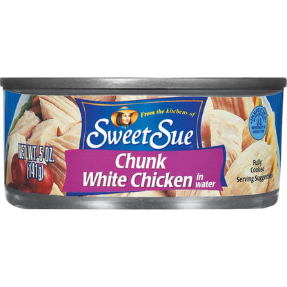 Sweet Sue Chunk White Chicken in Water, 5 oz Can (Pack of 24) - 11g Protein per Serving - Gluten Free, Keto Friendly - Great for Snack, Lunch or Dinner Recipes