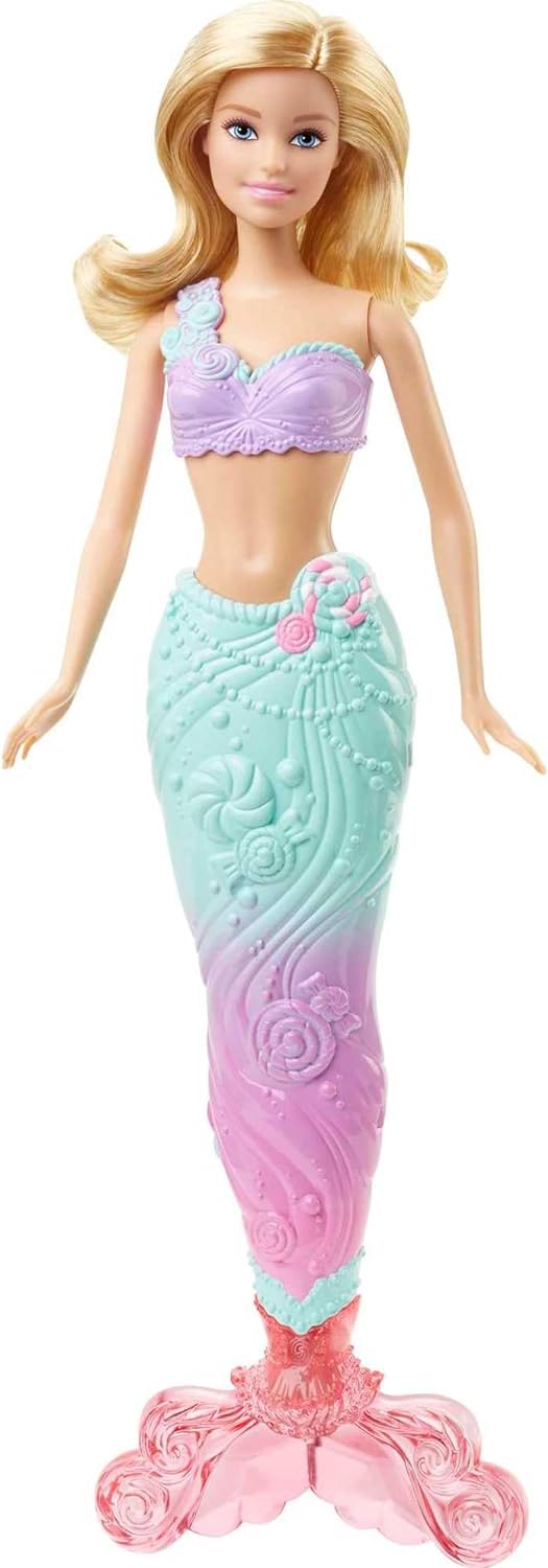 Barbie Doll with 3 Fantasy Outfits & Accessories, Including Mermaid Tail & Fairy Wings, Candy Theme (Amazon Exclusive)