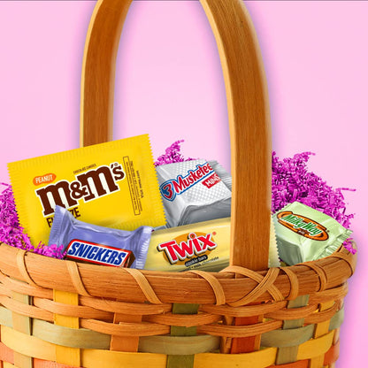 Mars M&M'S PEANUT, SNICKERS, TWIX, MILKY WAY & 3 MUSKETEERS & Easter Chocolate Candy Spring Assortment, 31.3 oz, 100-Piece Bag