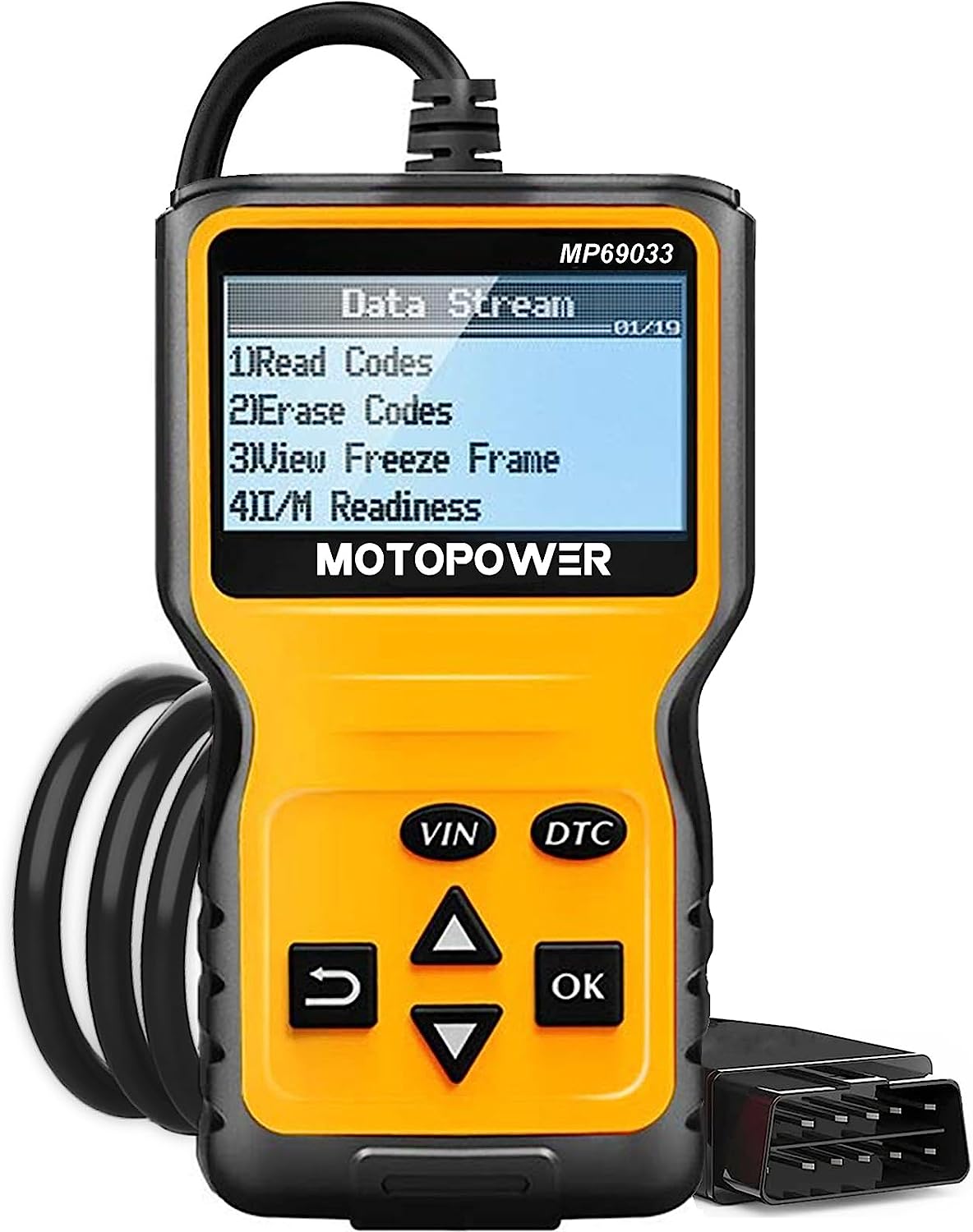 MOTOPOWER MP69033 Car OBD2 Scanner Code Reader Engine Fault Scanner CAN Diagnostic Scan Tool for All OBD II Protocol Cars Since 1996, Yellow