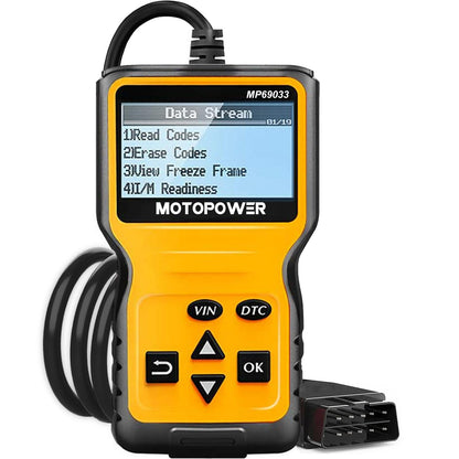 MOTOPOWER MP69033 Car OBD2 Scanner Code Reader Engine Fault Scanner CAN Diagnostic Scan Tool for All OBD II Protocol Cars Since 1996, Yellow