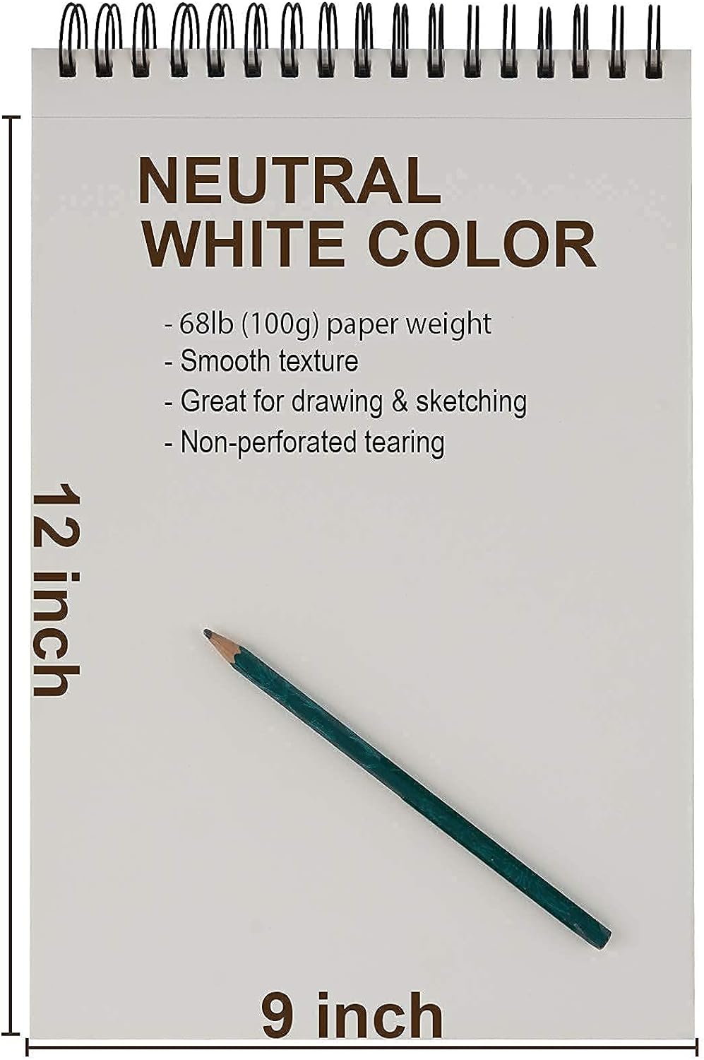 9 x 12 inches Sketch Book, Top Spiral Bound Sketch Pad, 1 Pack 100-Sheets (68lb/100gsm), Acid Free Art Sketchbook Artistic Drawing Painting Writing Paper for Kids Adults Beginners Artists