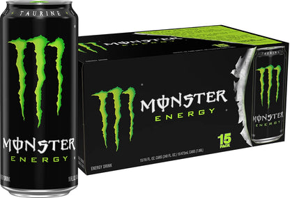 Monster Energy Drink, Green, Original, 16 Ounce (Pack of 15)