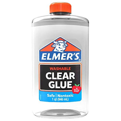 Elmer's Clear Liquid School Glue, Slime Glue, & Craft Glue, Large 1 Quart for School Supplies & Slime Supplies, Washable Glue