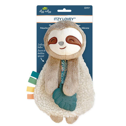 Itzy Ritzy - Itzy Lovey Including Teether, Textured Ribbons & Dangle Arms; Features Crinkle Sound, Sherpa Fabric and Minky Plush; Sloth