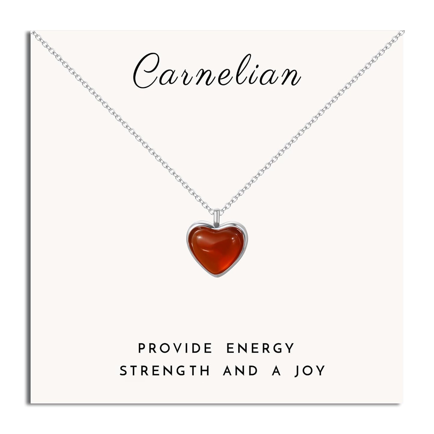 SmileBelle Red Heart Necklace Carnelian necklace for women Valentines Gifts for her, red stone heart pendant necklace for girls, heart jewelry as cute lover necklace for teen for Anniversary Gifts