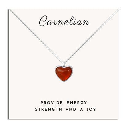 SmileBelle Red Heart Necklace Carnelian necklace for women Valentines Gifts for her, red stone heart pendant necklace for girls, heart jewelry as cute lover necklace for teen for Anniversary Gifts