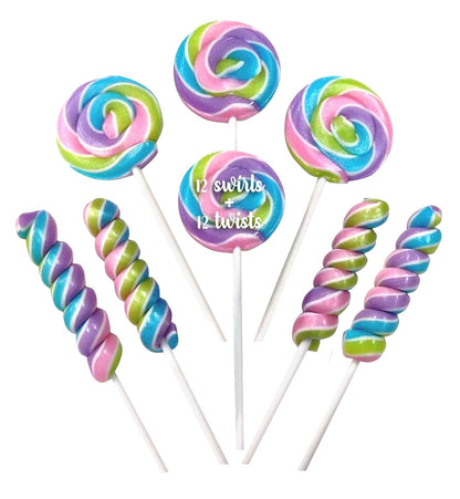 Spring Easter Candy - 24 Swirl and Twist Lollipops- Easter Basket - Egg Hunts