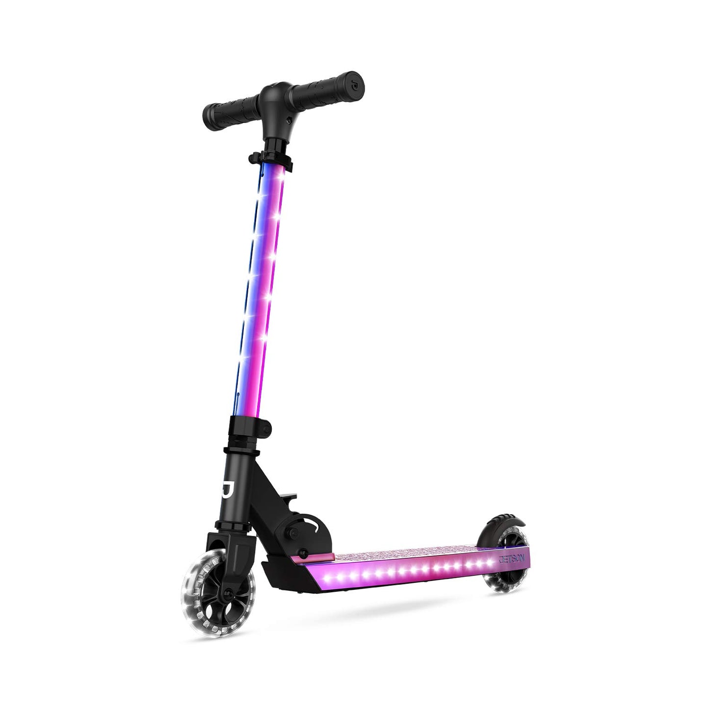 Jetson Scooters - Jupiter Kick Scooter - Collapsible Portable Kids Push Scooter - Lightweight Folding Design with High Visibility RGB Light Up LEDs on Stem, Wheels, and Deck